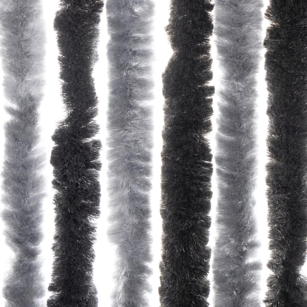vidaXL Vliegengordijn 90x200 cm chenille lichtgrijs en wit, vliegengordijn deur, insectengordijn, vliegen deurgordijn, deurgordijn, muggengordijn