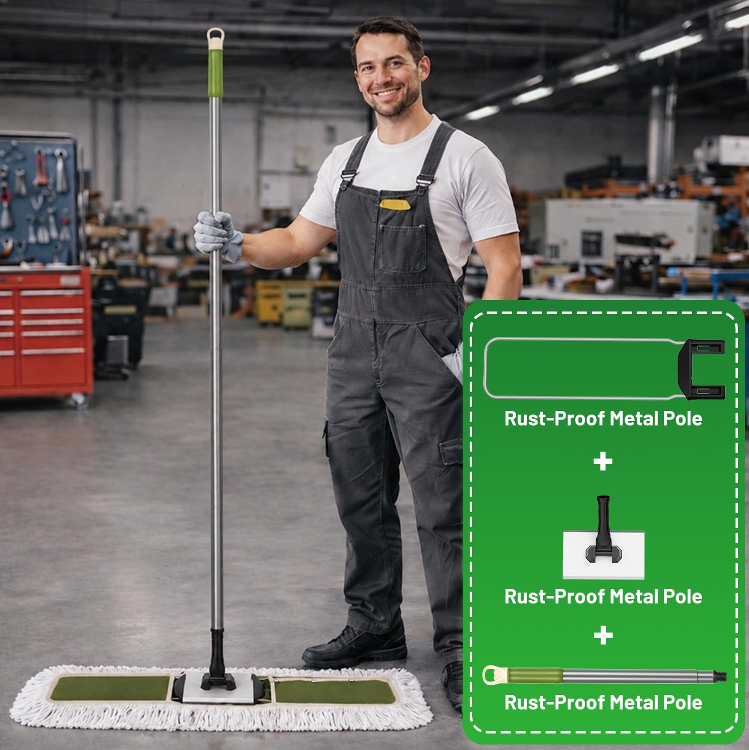 36" Commercial Dust Mop for Janitor: Dust Broom for Hardwood Floor Cleaning