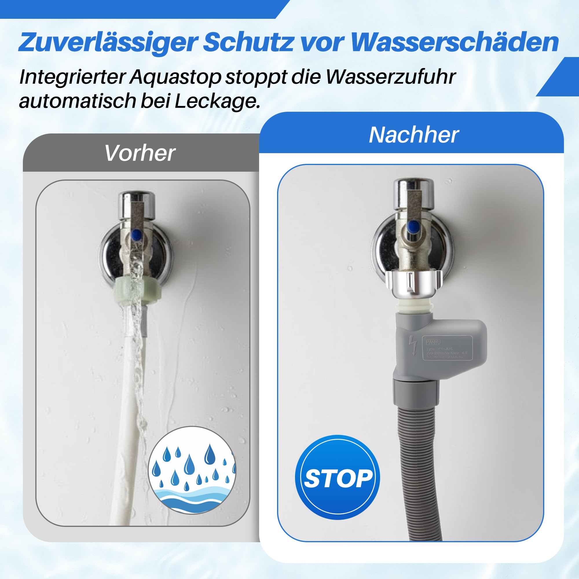 Enhon Manguera Aquastop 1,8 m para Lavavajillas, Entrada de Agua 3/4 Pulgadas, Recambio 00668113 668113, Protección Antifugas