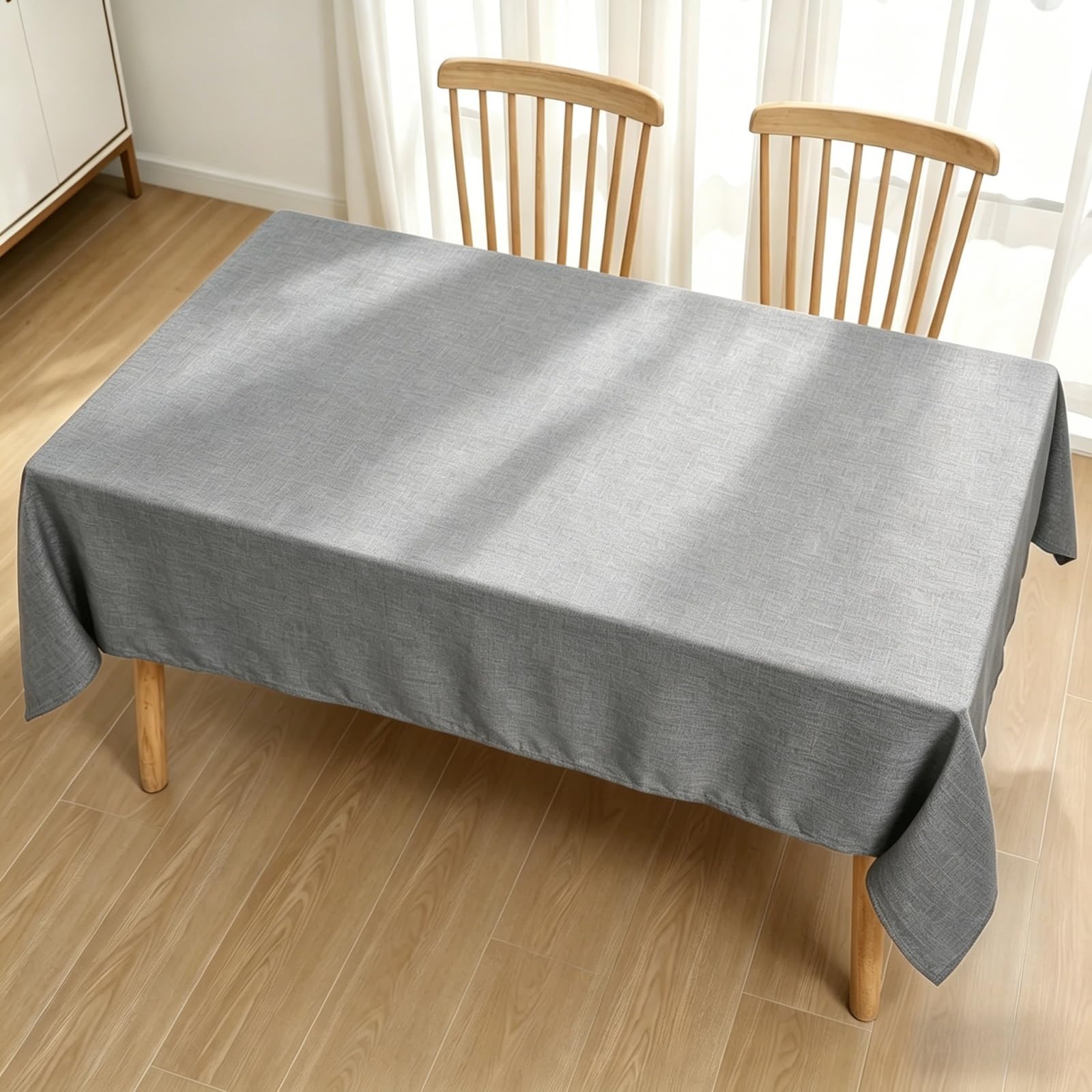 Mantel Mesa Rectangular 140 x 185 cm Impermeable y Lavable Exterior Mesa Durabilidad y Fácil Limpieza para Comedor, Cocina, Cumpleaños, Festivos, Fiesta, Picnic, Gris Claro