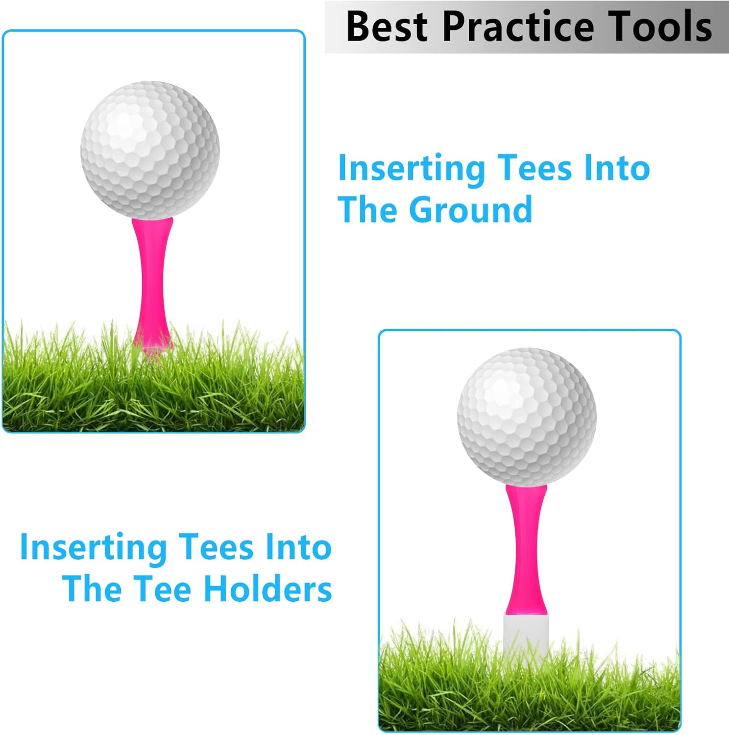 review Golf Tees Plastic Step Down 50 Count, Unbreakable Golf Tee, Long Short Tees for Practice Men Women Kids