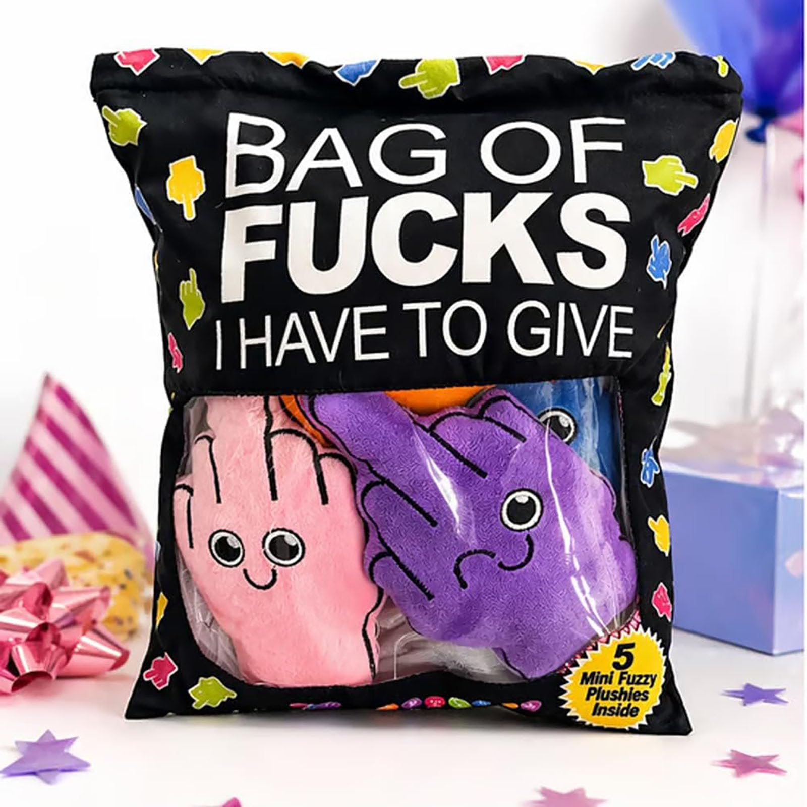 Set di cuscini imperdibili un set di cuscini decorativi morbidi e divertenti composto da 5 cuscini in peluche a forma di dito medio caratterizzati da fantasiosi motivi astratti