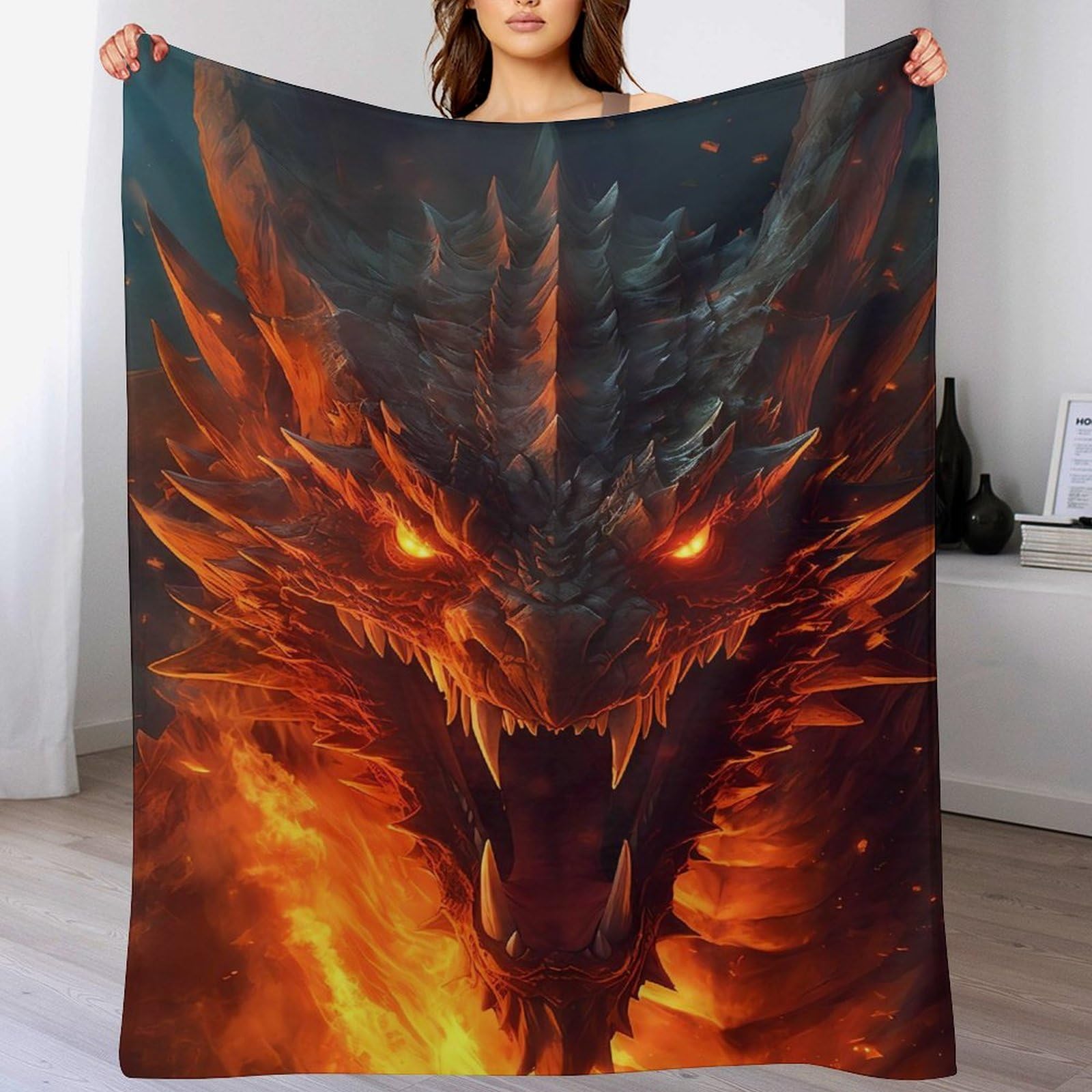 Plaid en flanelle dragon couverture douce 130x150cm pour vos soirées cocooning au salon