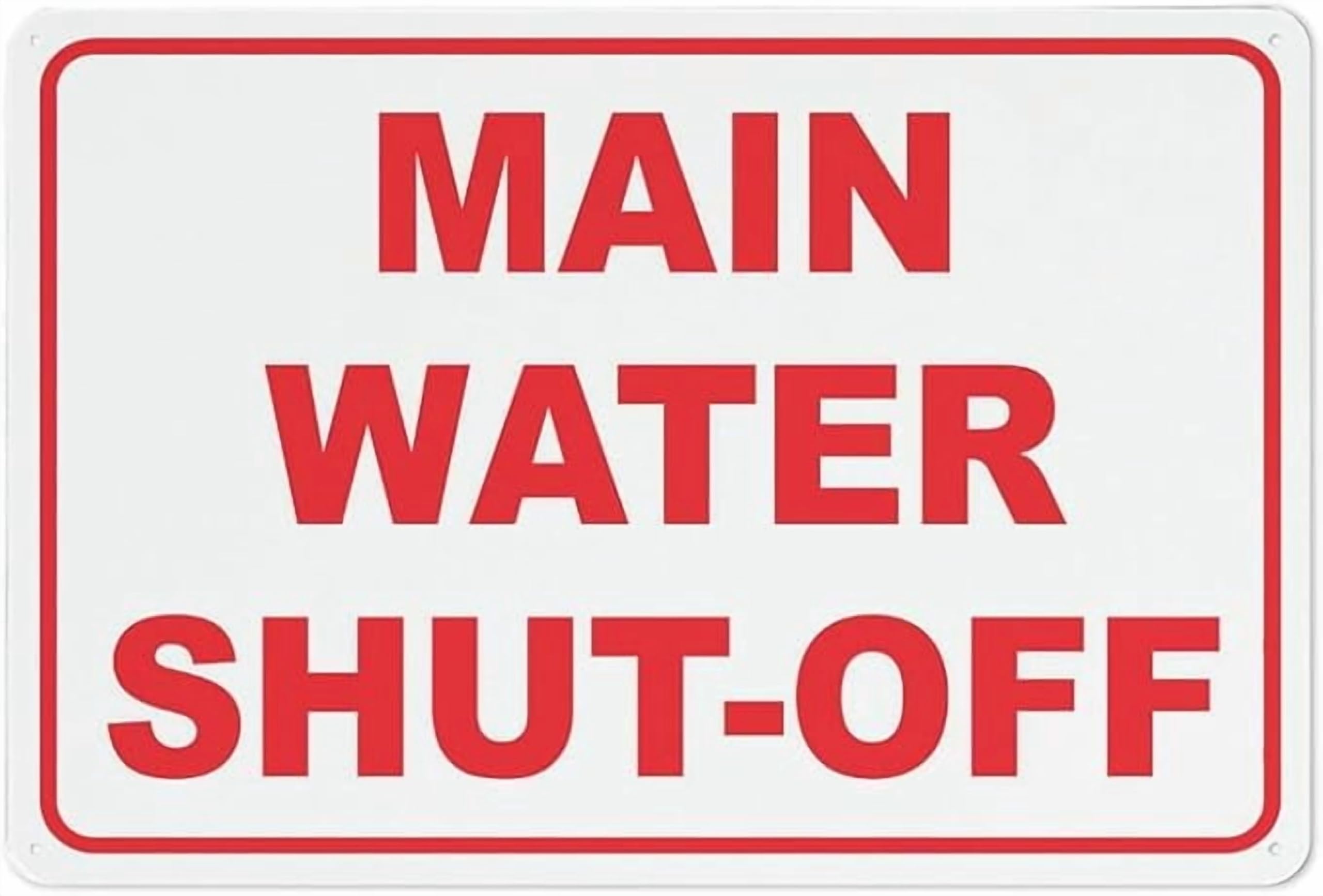 (2-Pack) Metal Tin Sign Main Water Shut Off Sign 8X12 Inch Rust Free Easy To Read & Sturdy Keep Out Outdoor Signs For Home Farm Yard