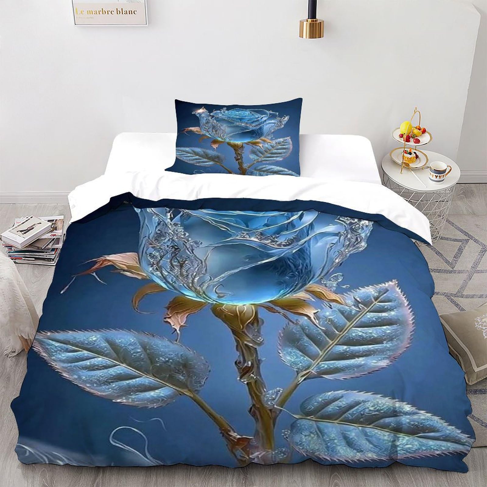 Housse de couette respirante et fraîche à motif géométrique Ice Rose