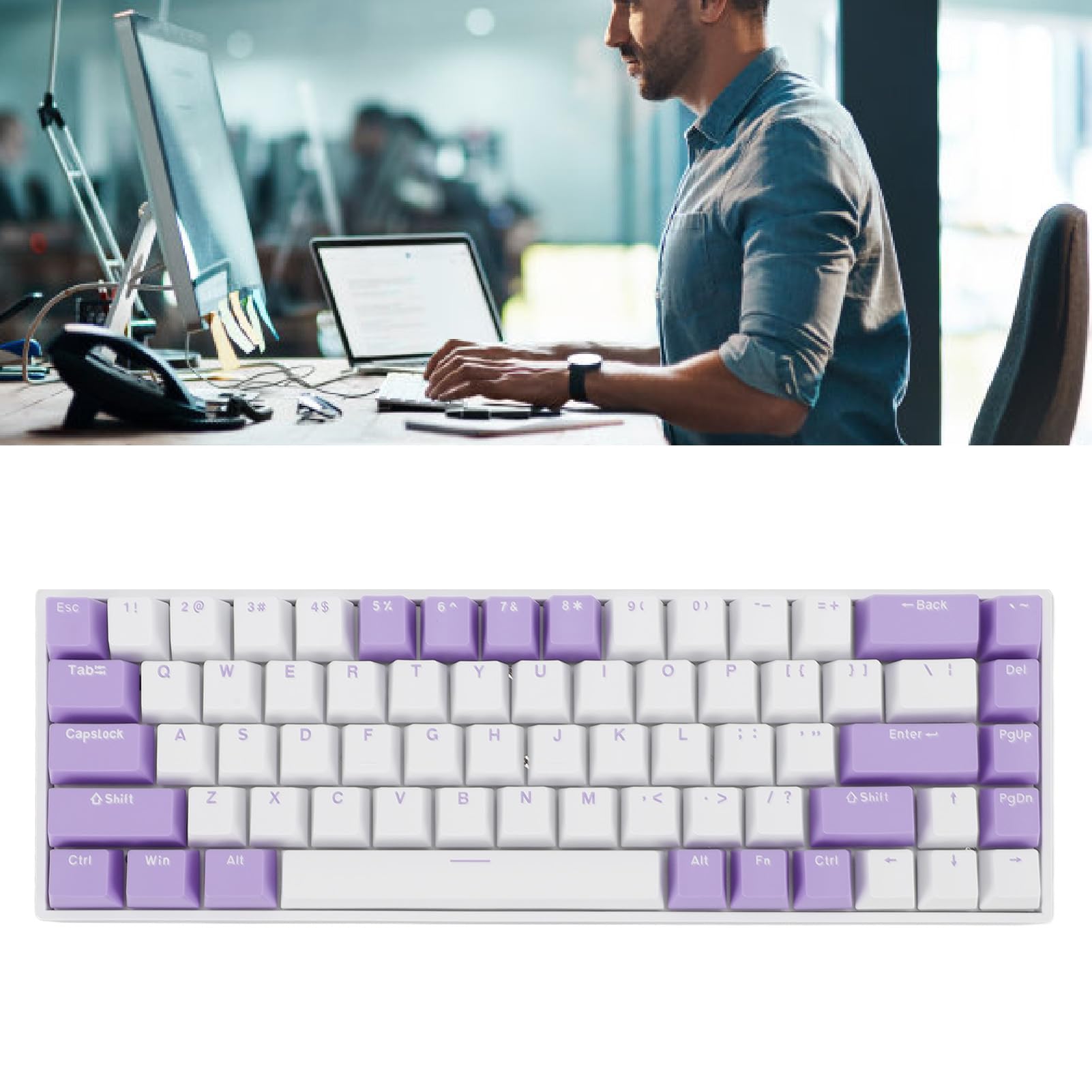 Klawiatura mechaniczna SustVita z podświetlanym RGB N Key Rollover Blue Switch do gier Office 10 HarmonyOS