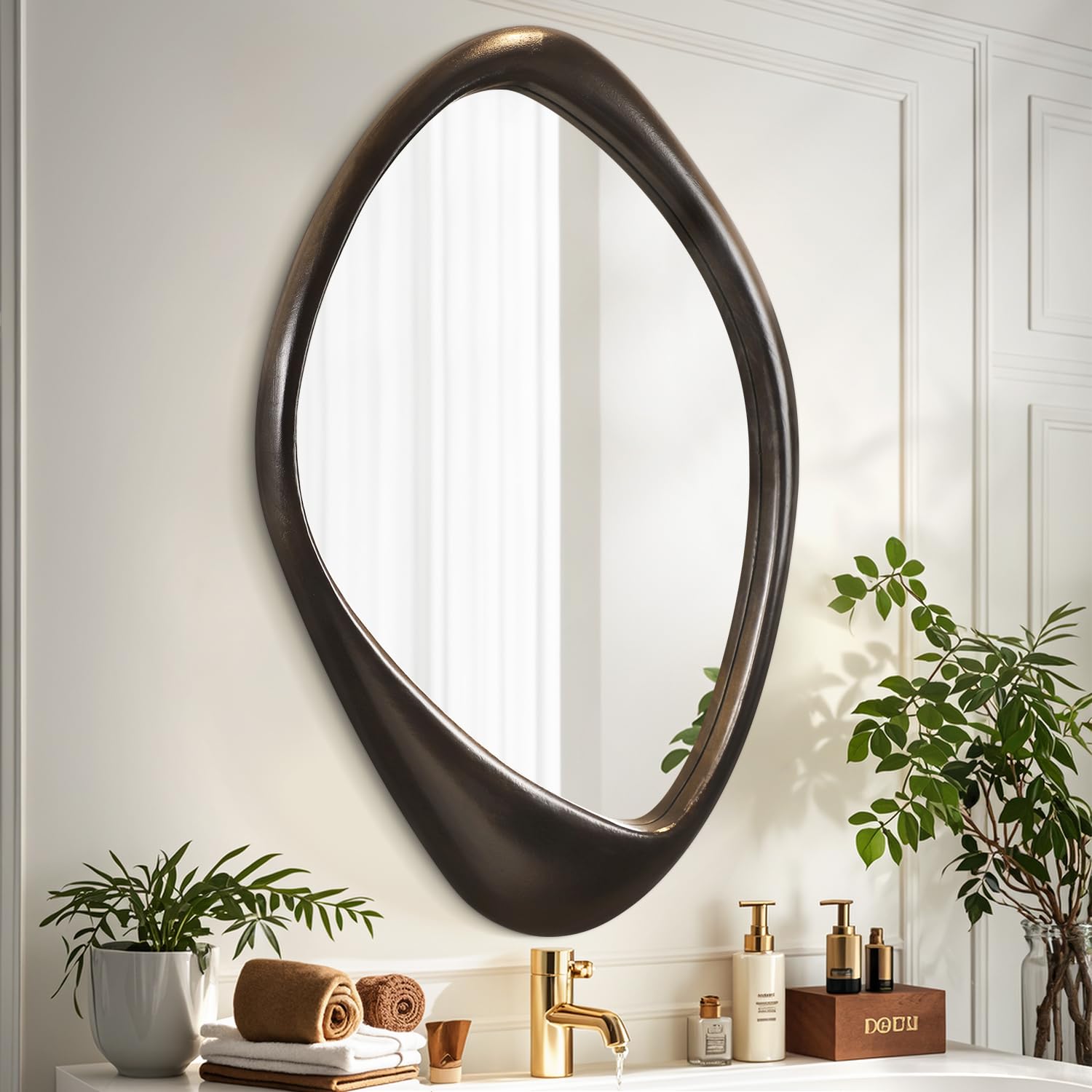 AAZZKANG Asymmetrical Wall Mirror Large 60x40cm Retro Irregular Vanity Mirrors Decorative for Bathroom Bedroom Living Room Hallway