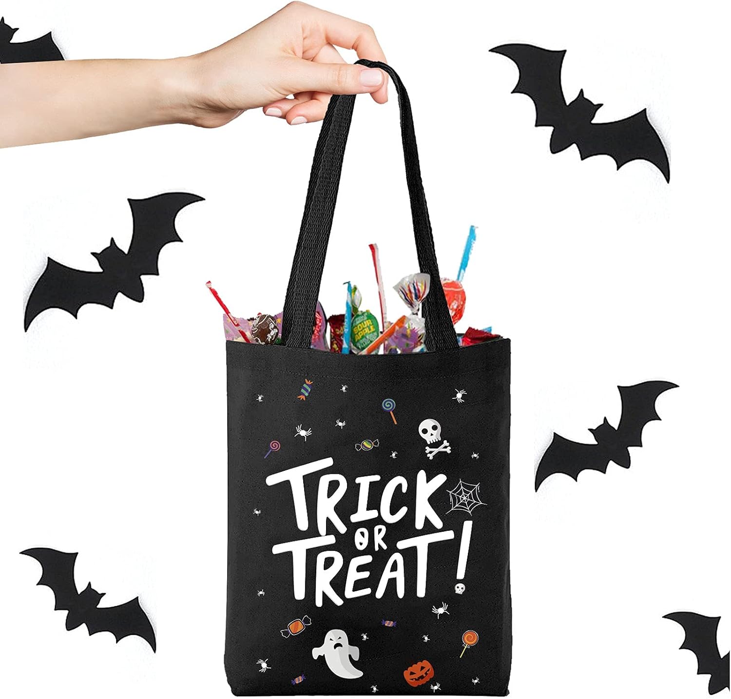 ATFUNSHOP Trick or Treat Bag - Reusable 15.7'' Large Canvas Tote & Grocery Bag for Kids - Image 7