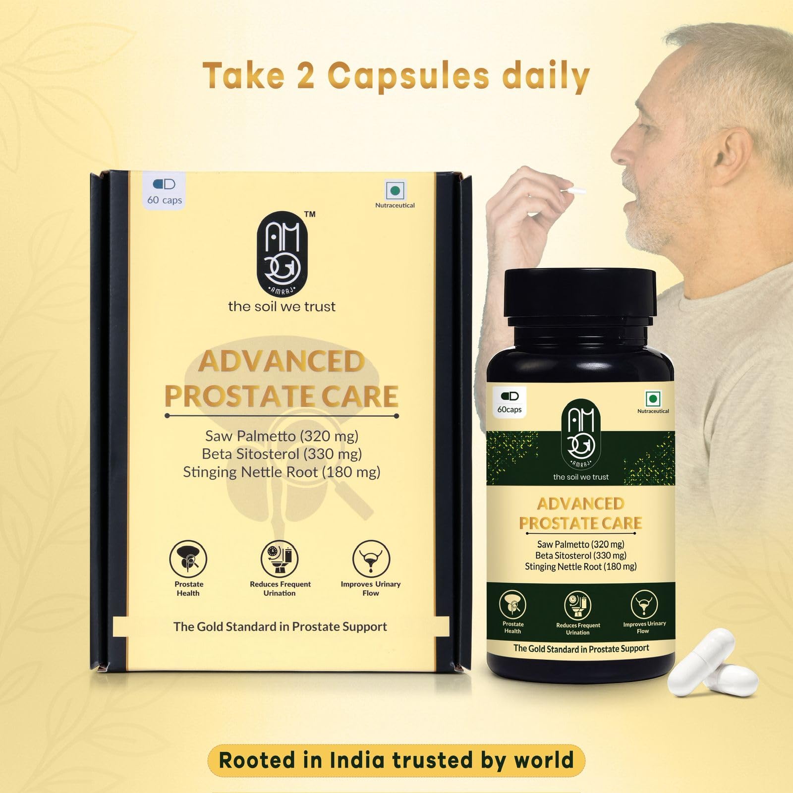Advanced Prostate Care Natural Prostate Support Supplement with Saw Palmetto, Beta Sitosterol, Nettle Root, Gokshura, Chandraprabha Vati, Shilajit, Lycopene & Pumpkin Seed Extract – 60 Capsules - Image 5 thumbnail