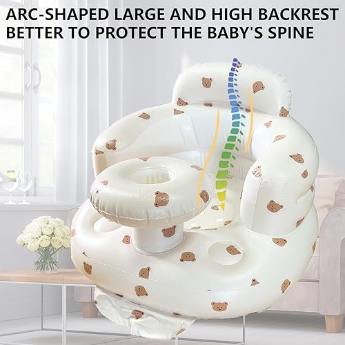 Miniatura 3 de Asiento inflable para bebé con bandeja para bebés de 3 a 36 meses, bomba de aire integrada, asiento de apoyo para bebé, silla de verano para
