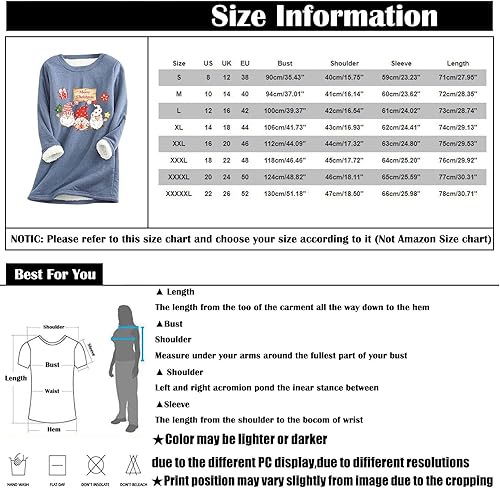 Miniatura 5 de Womens Christmas Sweater Round Neck Long Sleeve T Shirt Letter Print Warm Sherpa Sweatshirt Comfy Dressy Outfit