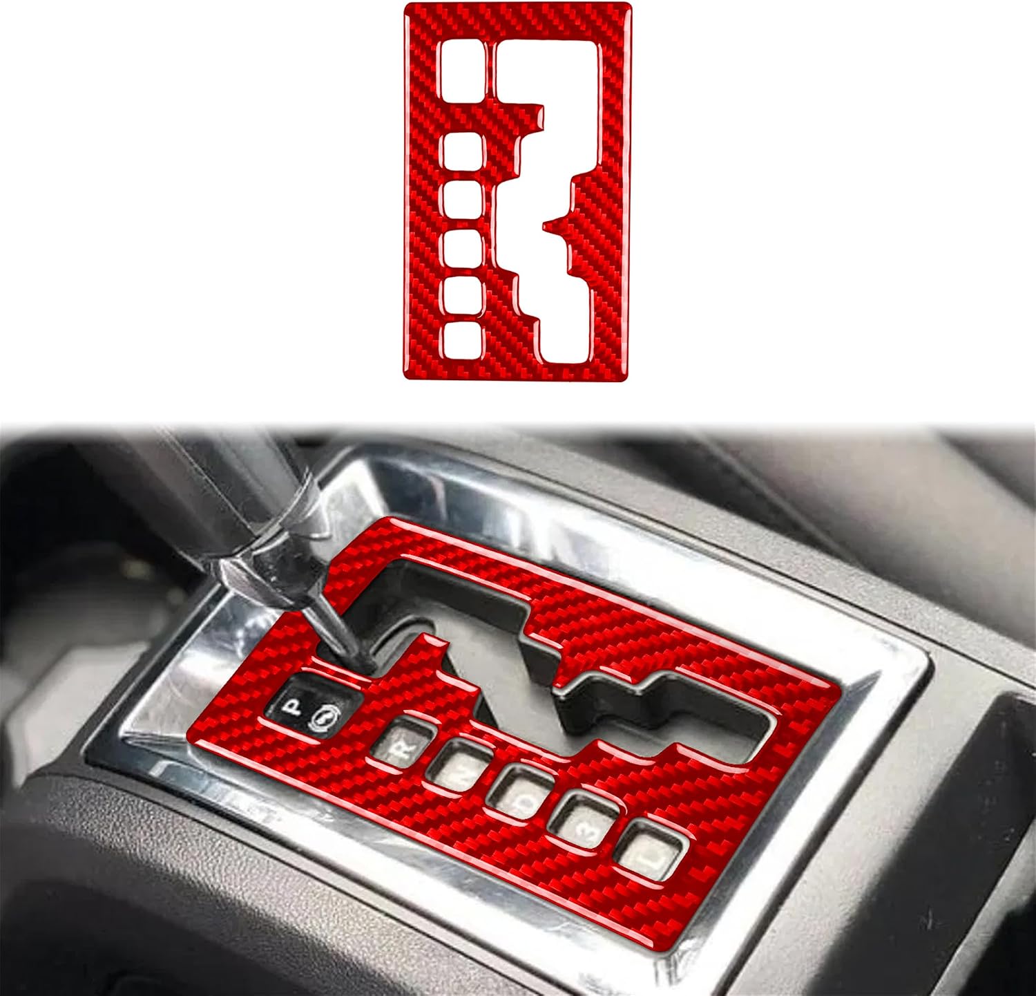 Carbon Fiber Cover Trim Sticker Accessories Decoration Compatible with Dodge Journey 2009 2010 (Red, Gear Shift Dashboard Frame Type A10)