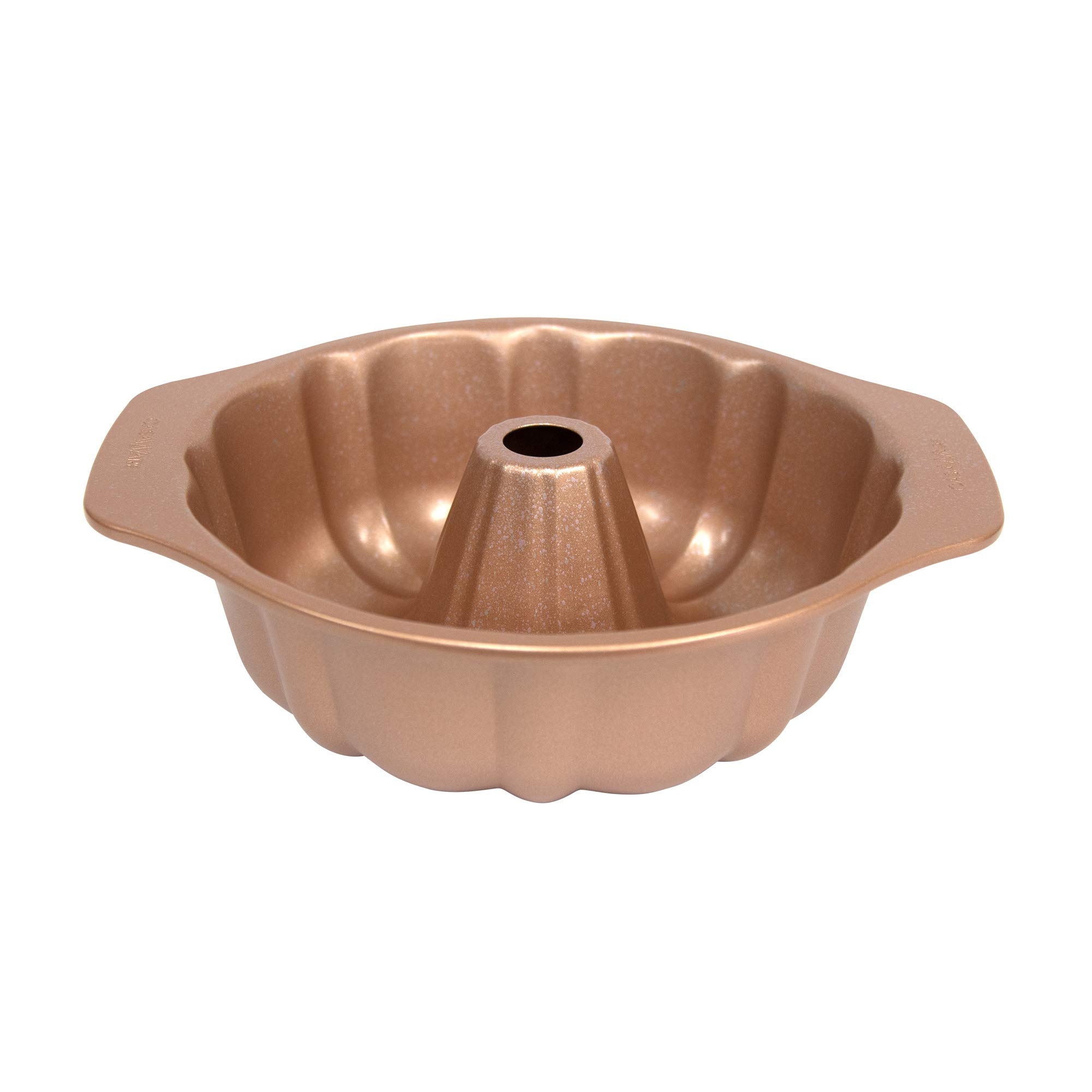 casaWare Geriffelte Kuchenform, 24,1 cm (10 Tassen), keramikbeschichtet, antihaftbeschichtet (Roségold-Granit)