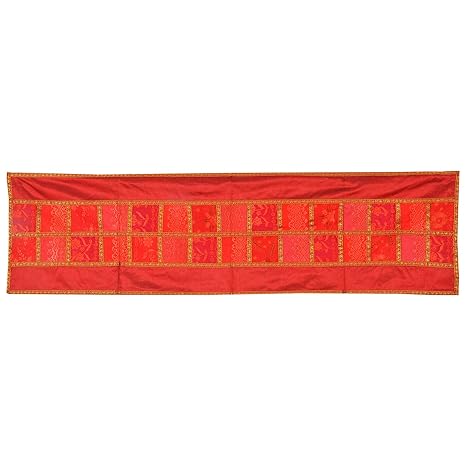 Chic & Comfort My Home MY Life. Aditi Impex handicrafts Asorted Embroiadery Petch Table Runner (40 cm x 150 cm) Red