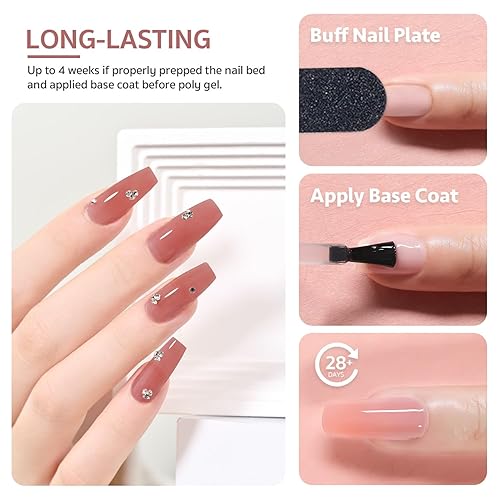 Miniatura 10 de GAOY Polygel, gel de extensión de uñas de 2.12 oz, gel constructor blanco para mejorar las uñas para principiantes y profesionales de arte de uñas