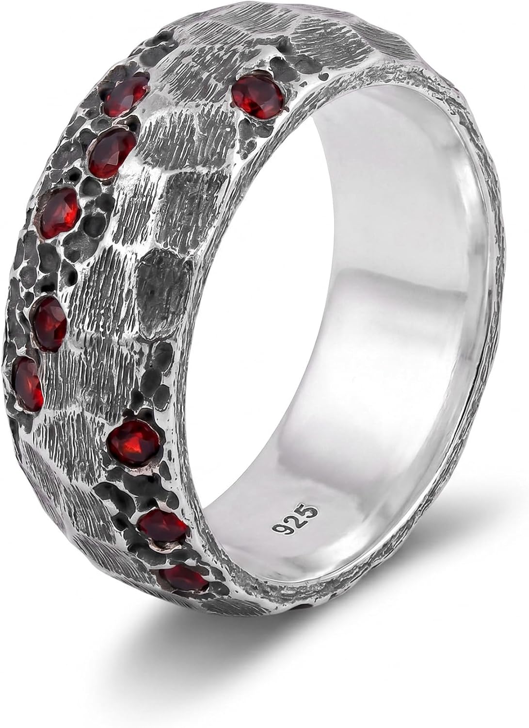 Natural Red Garnet Ring Mens 925 Sterling Silver Handmade Gemstone Jewelry Gemstone Mens Ring Statement Mens Jewelry Gift for Him Red Garnet Mens Ring