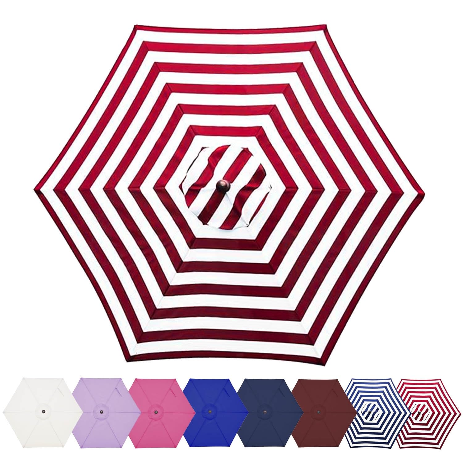 UV Protection Market Table Umbrella Polyester Fabric Canopy Cover,Patio Replacement Parasol Canopy 6 Ribs,6.6ft/8.2ft/8.9ft/9.8ft Ease of Use Garden Parasol Cover Cloth(Red and white stripes,8.2ft)