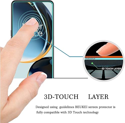 Miniatura 2 de beukei Paquete de 3 protectores de pantalla de vidrio templado compatibles con OnePlus Nord N30  OnePlus Nord CE 3 Lite 5G, sensible al tacto,