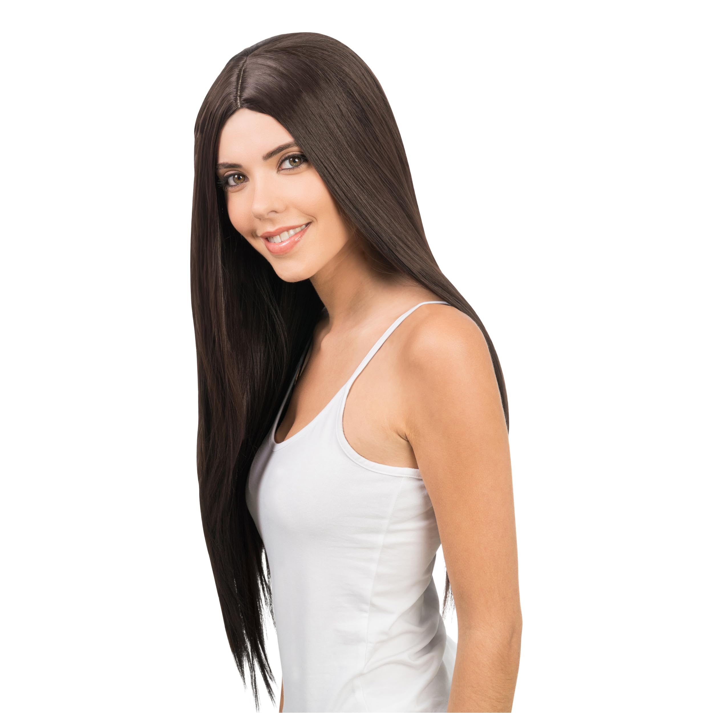 Chaks - Long hair wig 73 cm, straight with middle part, synthetic hair for cosplay, festival, carnival