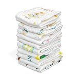 FOOK FISH Muslin Burp Cloths Large 20\'\'x10\'\' 10 Packs for Baby Spit Up Cloths for Newborn,Absorbent,Soft,Large,6 Layers Baby Burp Rags,Unisex,for Boys and Girls (Animals)