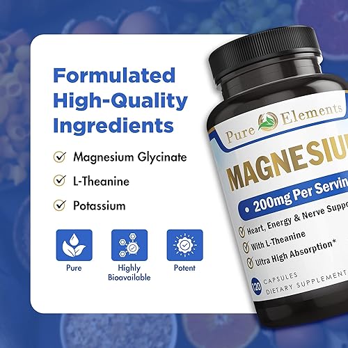 Miniatura 3 de Glicinato de magnesio con L-teanina, potasio y peper negro - Ultra alta absorción, 120ct