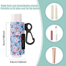 HEYSKAY 8PCS Lip Balm Keychain Holder Compatible with Chapstick, Stocking Stuffers Gifts Keychain Lip Gloss Holder Key Chain Lipstick Holder Sleeves(Floral Set B-8PCS)