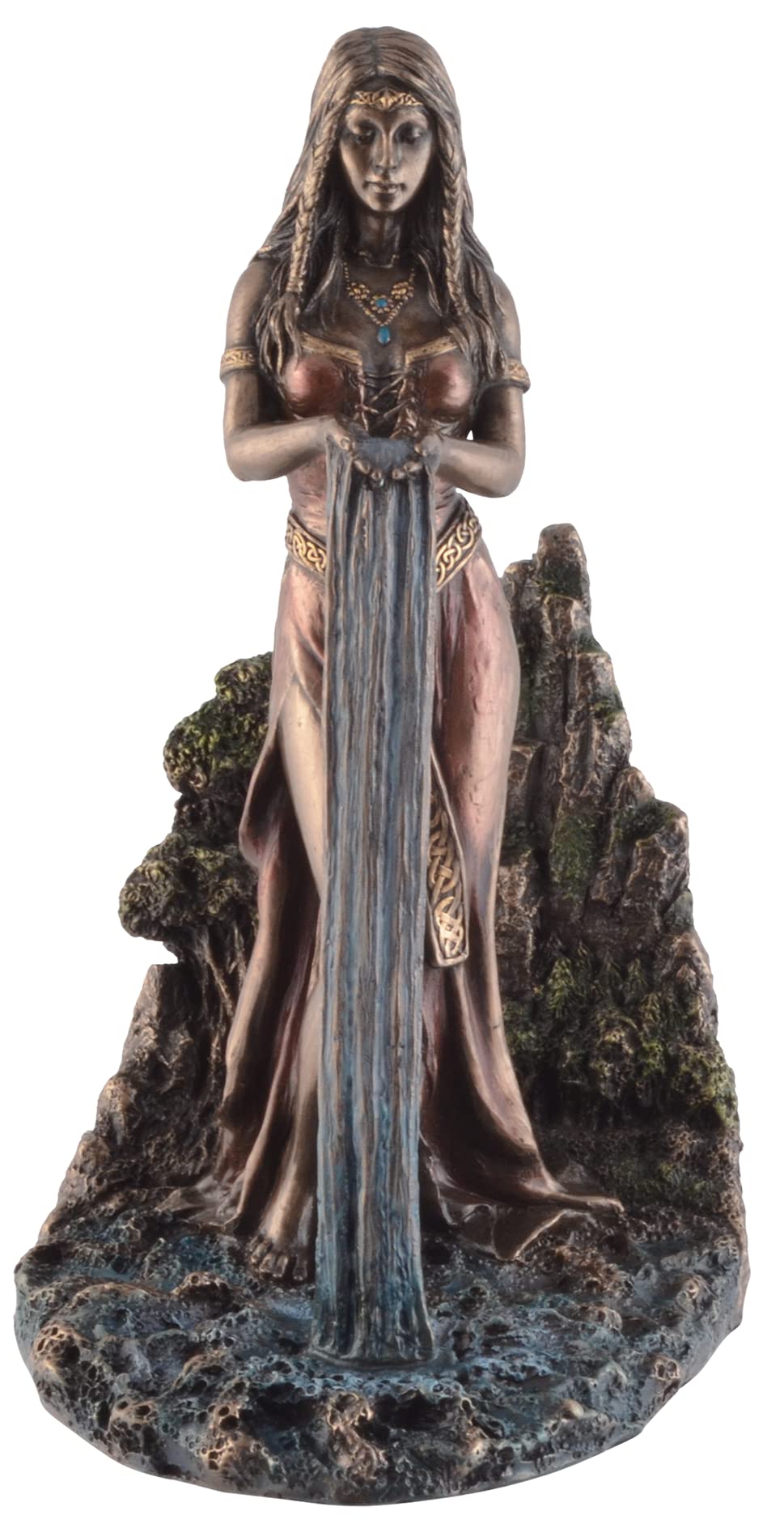 Veronese Goddess Danu, Celtic Earth Mother of Artificial Stone, Hand Bronzed / Coloured