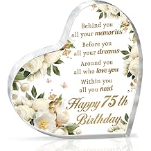 Acethrills 75th Birthday Gifts for Women, 75Th Birthday Decorations for Women - 3.9"L X 3.9"W X 0.51"Th Uv Printed Acrylic Paperweight, 75 Year Old Birthday Gifts