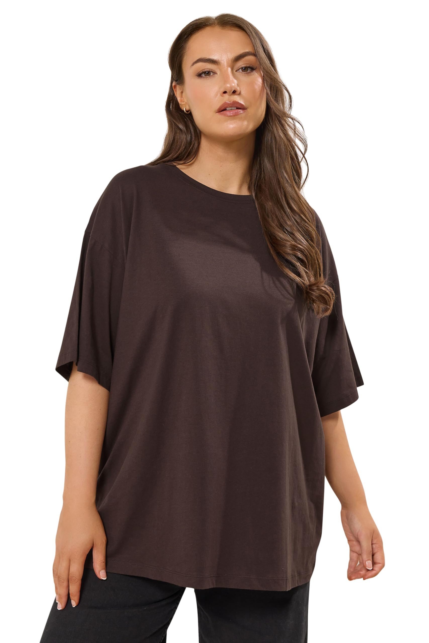 Yours Women's Chocolate Curve Brown Relaxed Longline T-Shirt - Plus Size Curve