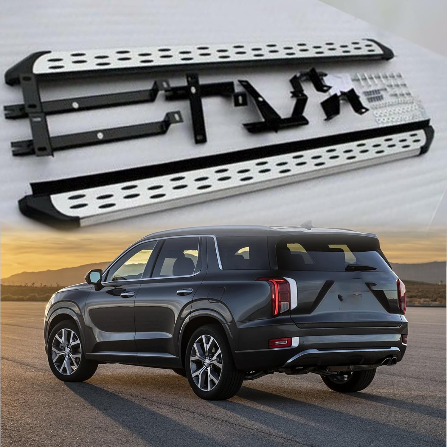 2 PCS Running Boards Fits for H Palisade 2019 2020 2021 2022 2023 Silver Nerf Bar Side Steps