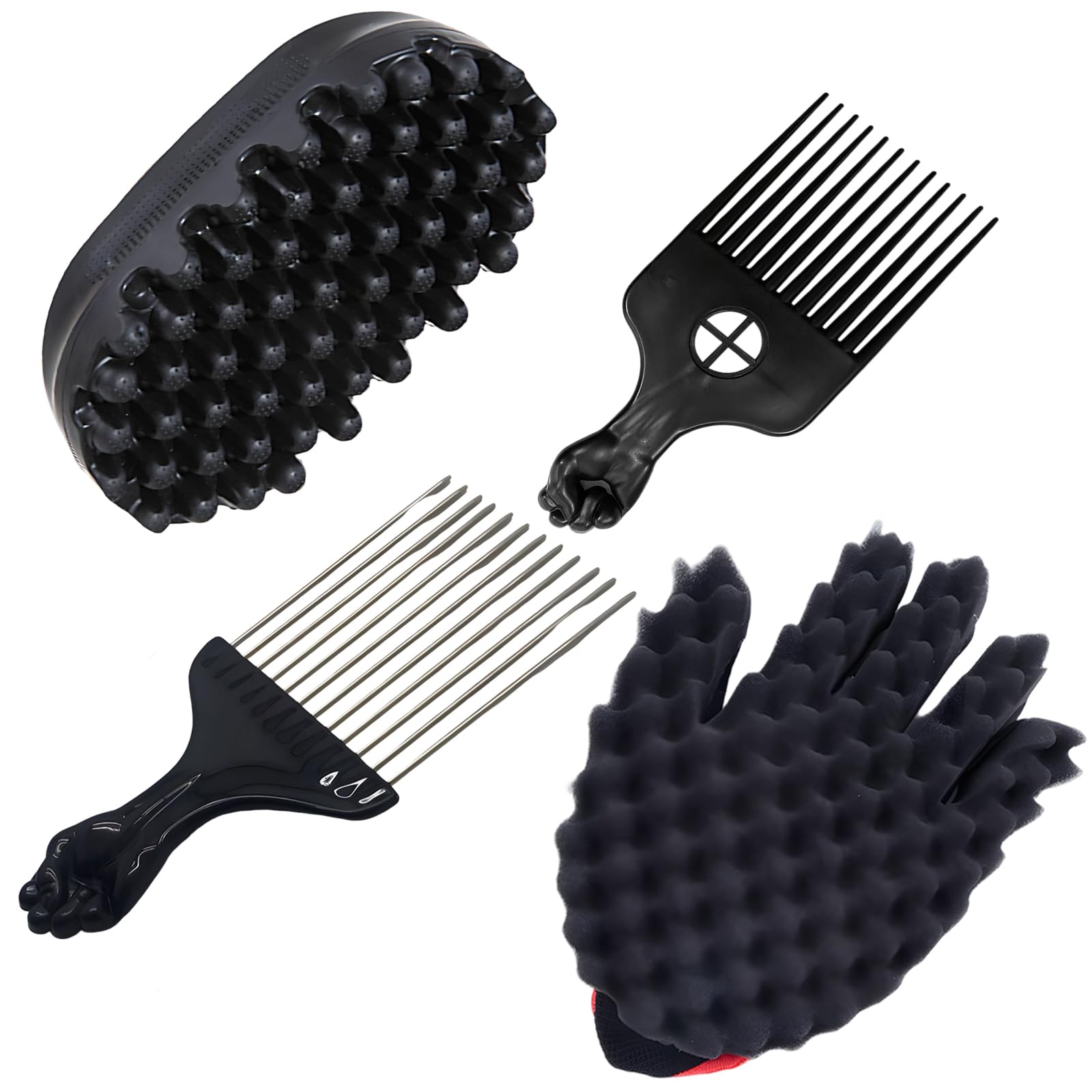 4 Pack Hair Sponge, Afro Sponge for Curls and Twists,Curl Sponges, Styling Tool for Natural Hair Men and Women