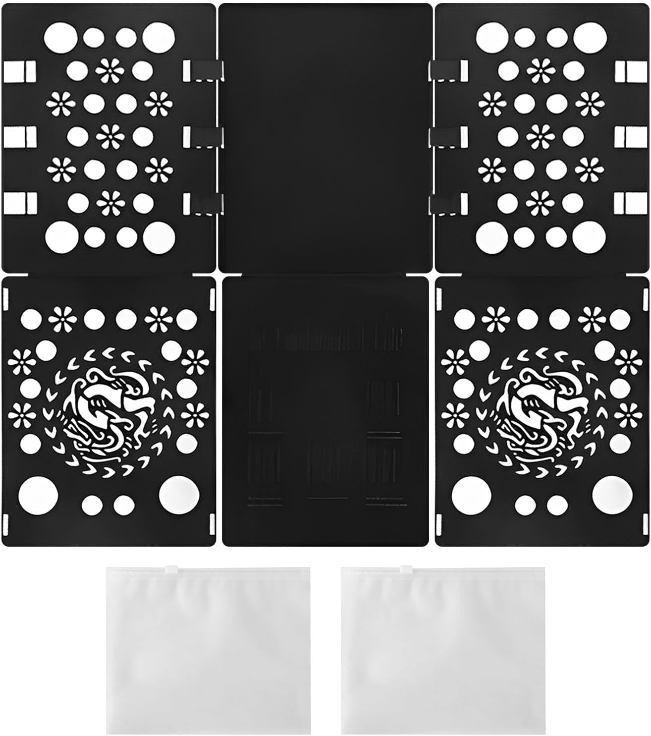 Divono 3pcs T Shirt Folder Board, Clothes Folding Board Flip Kit With Zipper Bag,For Daily Necessities, Socks, Cosmetics, Underwear(Black)