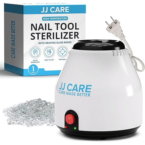 JJ CARE Nail Tool Sterilizer with Glass Beads | Implement Tweezer Disinfectant Container | Salon & Manicure Disinfectant Jar Small