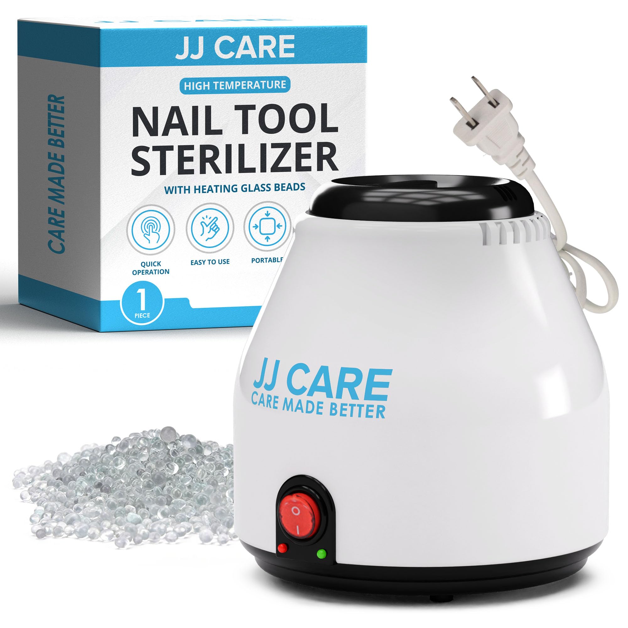 Nail Tool Sterilizer with Glass Beads | Implement Tweezer Disinfectant Container | Salon & Manicure Disinfectant Jar Small