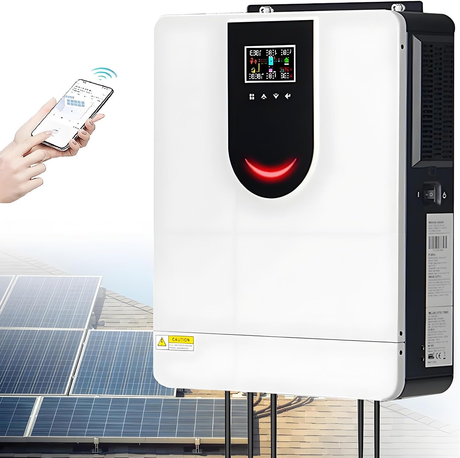 1.0-10.2KW Hybrid Solar Inverter, 12V/24V/48V to 220V Home Pure Sine Wave Inverter + 40-160A MPPT Solar Charge Controller, Off Grid Hybrid Inverter Charger, for Camper, Home 1.0KW