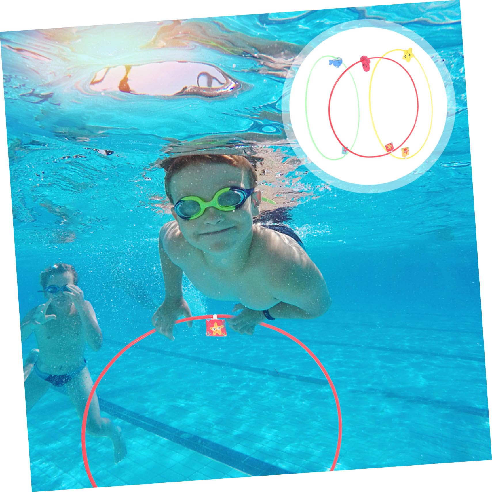 Anneaux de Plongée Jouets de Piscine en Abs et Nylon Lot de 3 Stimulant Le Toucher et Faciles à Ranger pour Garçon et Filles pour Jeux de Plongée et Piscine