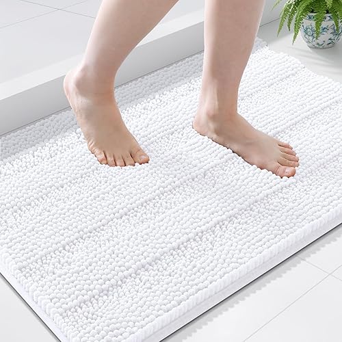 Miniatura 13 de Grandaily - Alfombras de baño de felpilla a rayas, extragruesas y absorbentes, antideslizantes, con fibras largas y suaves, lavables a máquina, para