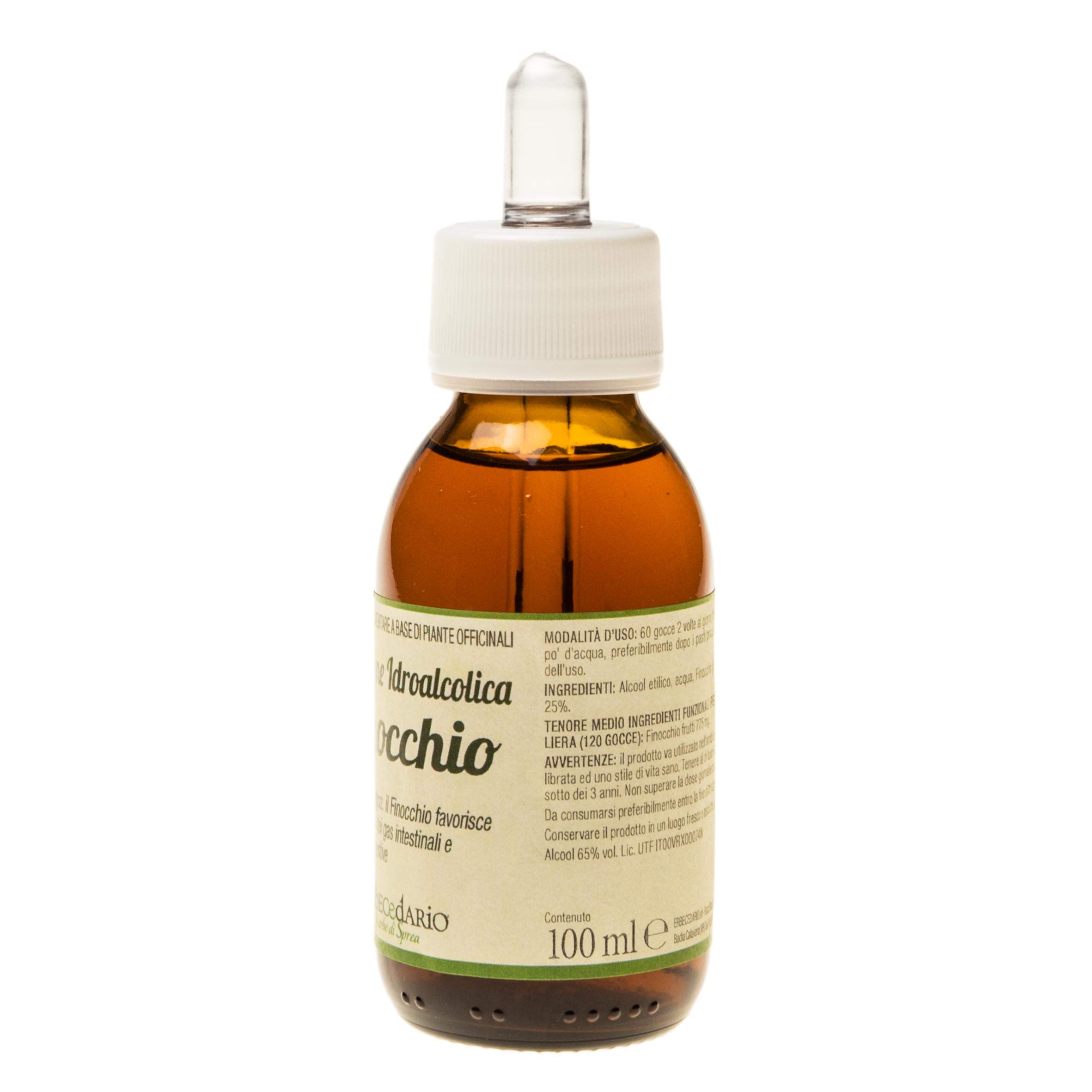 Erbecedario Tintura madre finocchio 775 mg per dose giornaliera 100ml, Sgonfia la pancia, favorisce la digestione, riduce meteorismo e gonfiore Addominale - Made in Italy