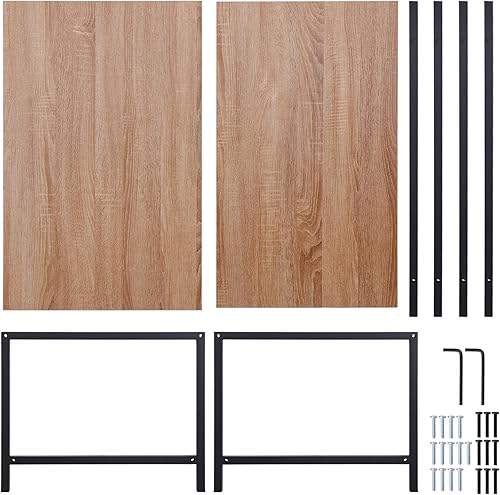 Miniatura 8 de Mesa auxiliar industrial de 2 niveles, estante de almacenamiento para apartamento, sala de estar, oficina, mesa central vintage, marco de metal