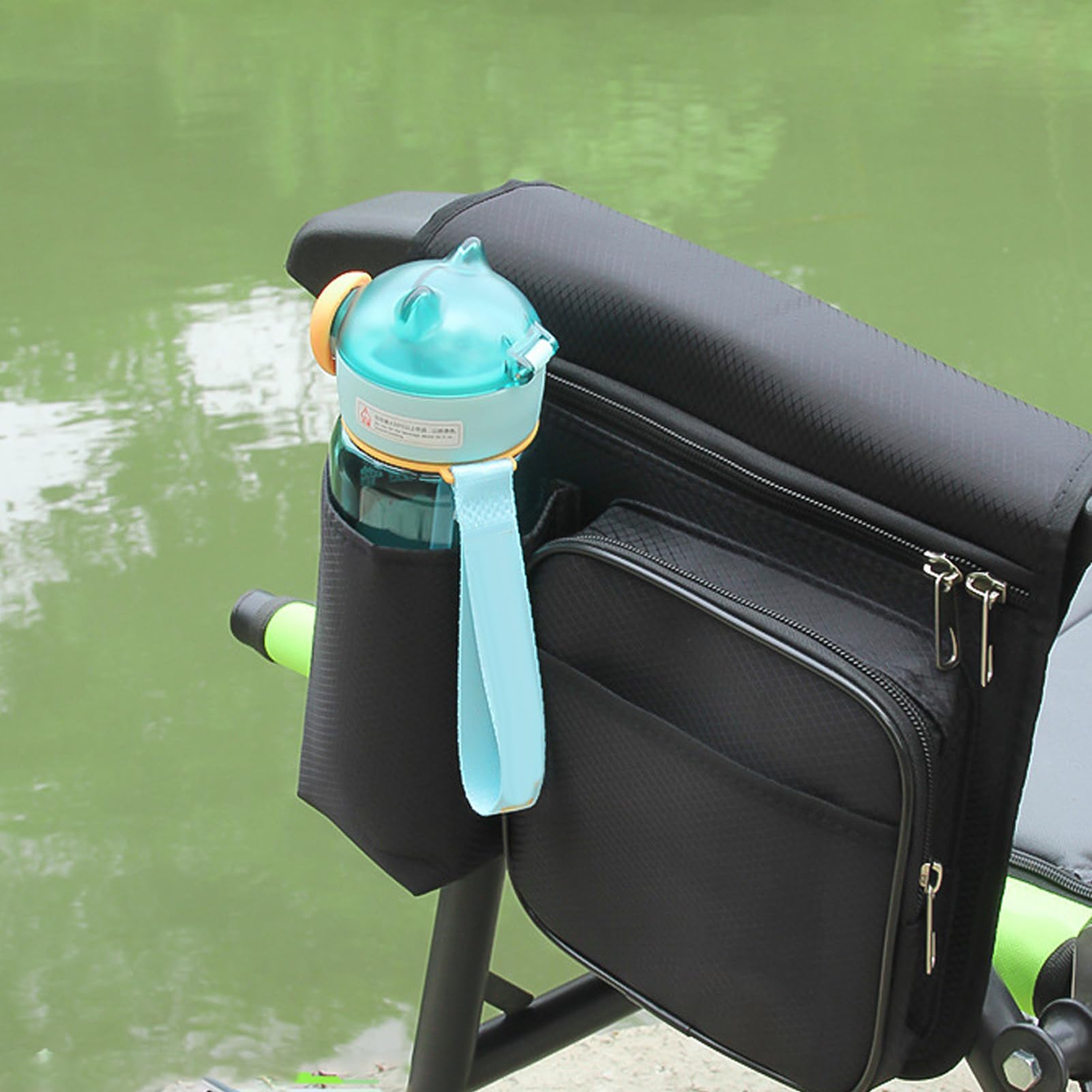 Bolsa lateral para silla de playa – Bolsa para reposabrazos para silla de pesca hecha de tela Oxford engrosada, gran capacidad, resistente al agua, organizador lateral para silla, fácil de
