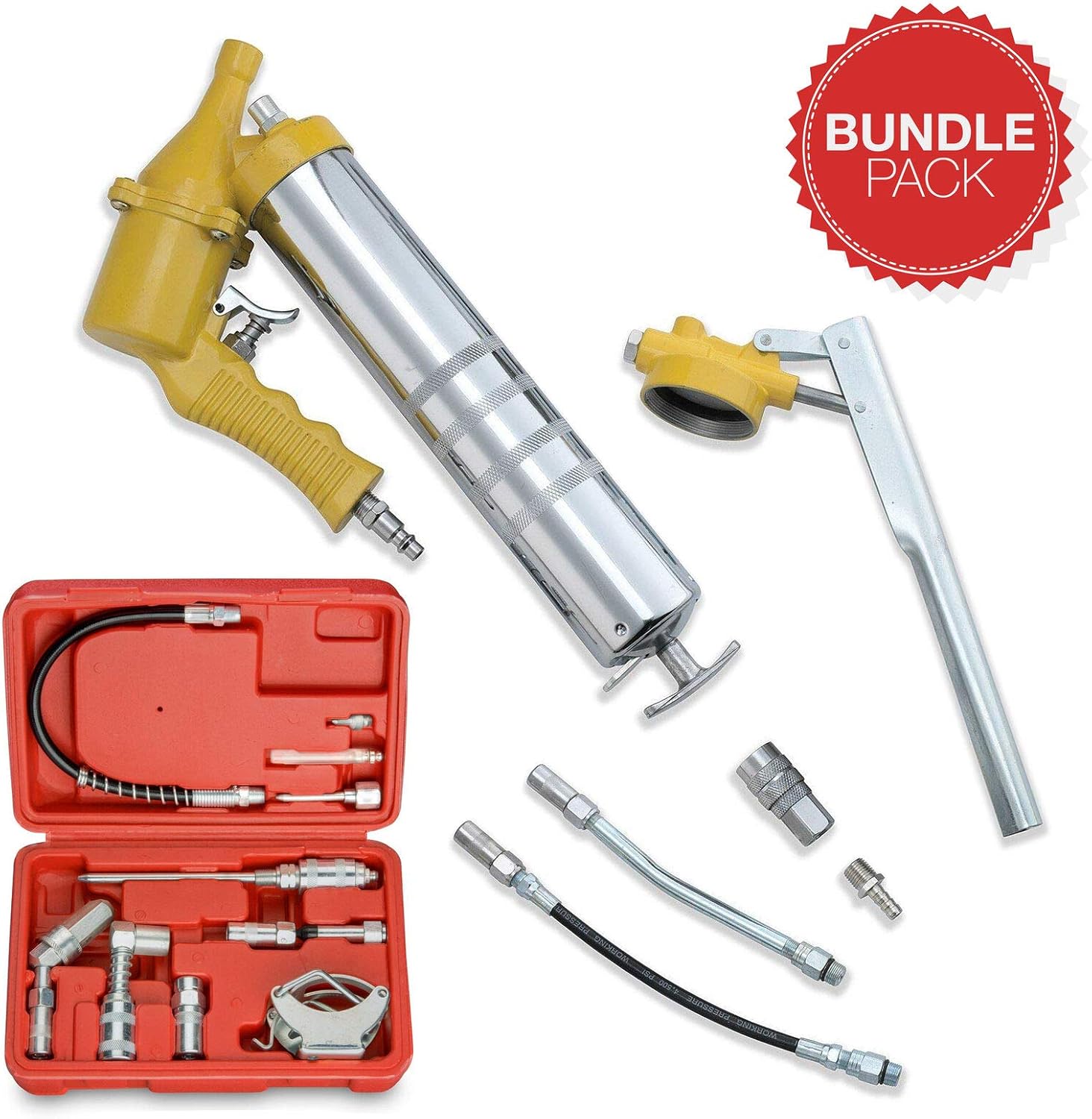 Air Grease Gun Accessories Kit Lubrication Kit Aid Zerk Lube Flex Hose BUN