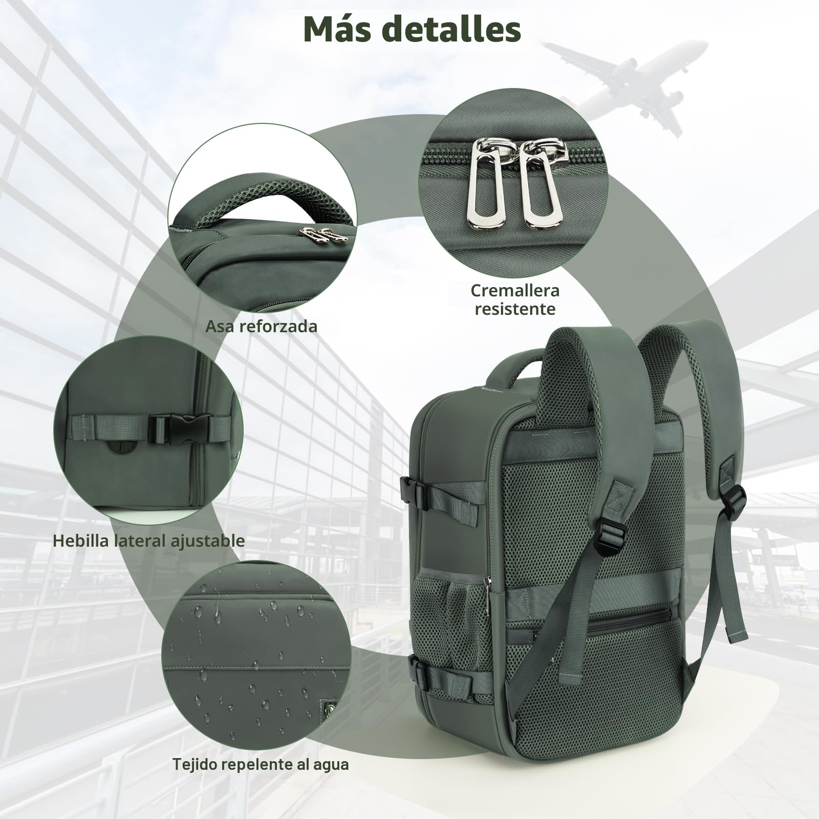 OTAHGK Mochila de Viaje Cabina Avion 40 x 20 x 25 para Ryanair Equipaje de Mano Maletas de Cabina Bolsa de Viaje para Portátil de 14 Pulgadas con Orificio de Carga USB y Bolsillo Antirrobo