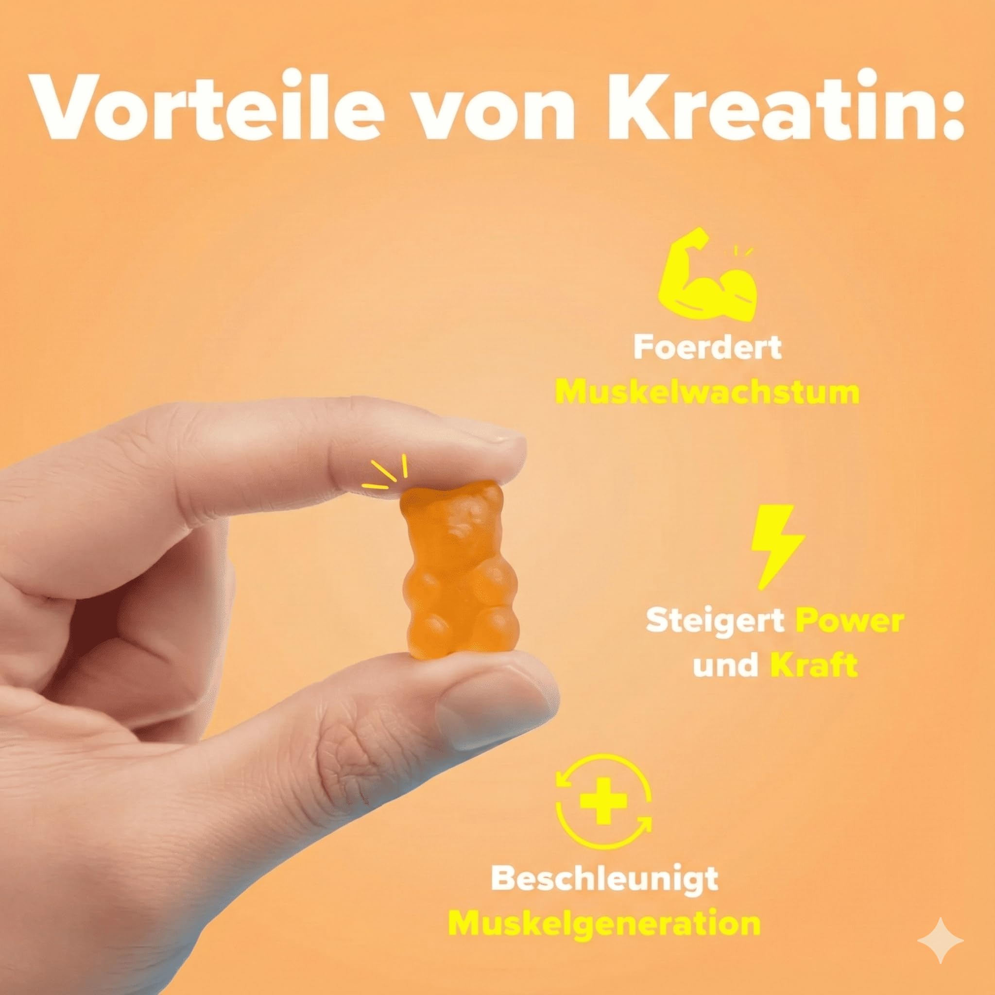 Kreatin Gummibärchen | 3000 mg Kreatin Monohydrat pro Tagesportion | Vegan & Halal | Fruchtige Gummies – Laborgeprüft | 90 Stück | Creatine Premium Qualität (4 Packung)