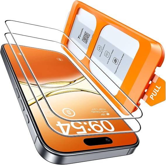 واقي شاشة TOCOL لهاتف iPhone 17 مقاس 6.3 بوصة، صلابة 9H، زجاج مقوى عالي الدقة مقاوم للكسر بدرجة عسكرية لحماية التغطية الكاملة، عبوتان