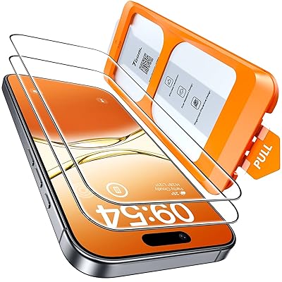 TOCOL for iPhone 17 Pro Screen Protector/iPhone 16 Pro Screen Protector 6.3 inch 9H Hardness Military Grade Shatterproof HD Tempered Glass for Full Coverage Protection 2 Pack