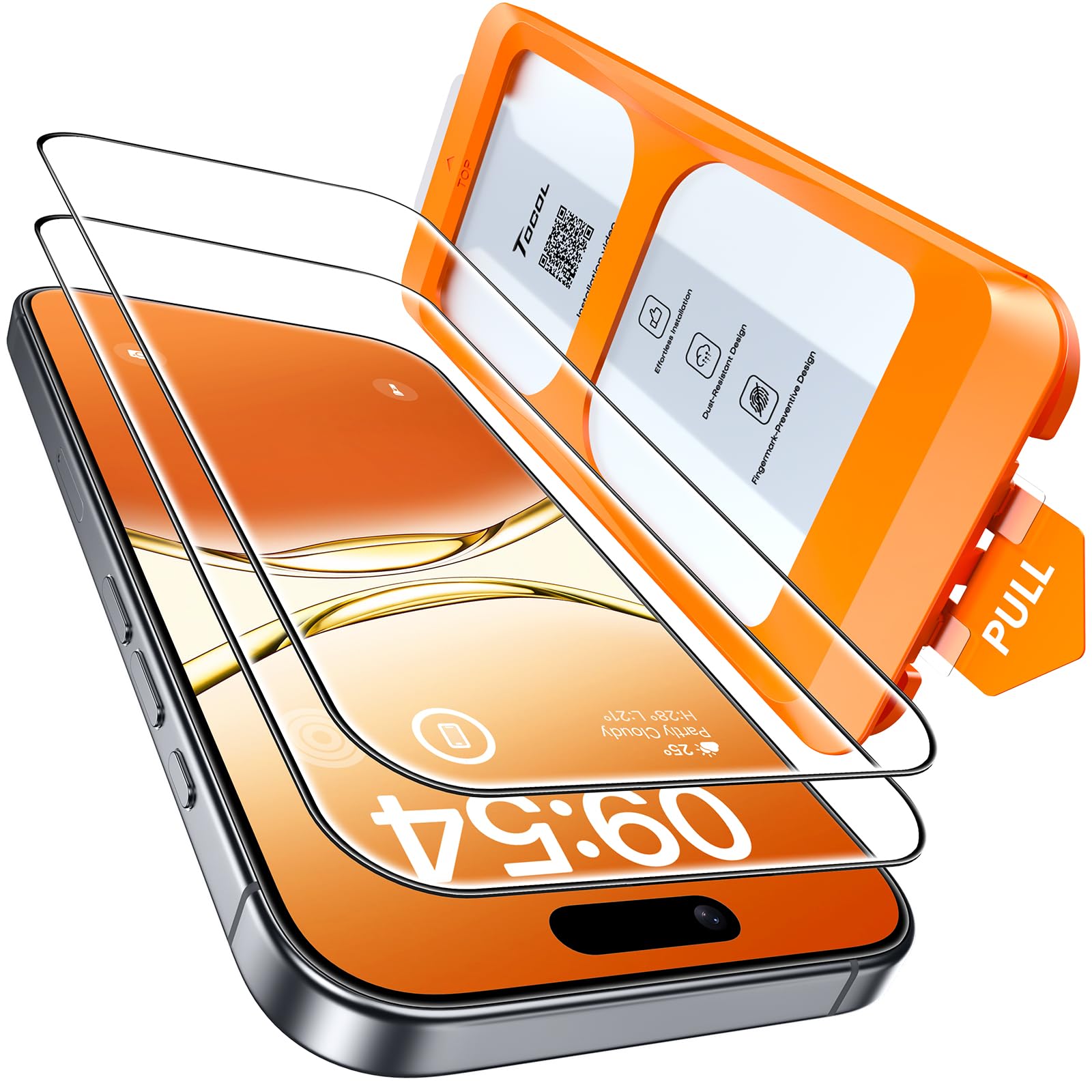 TOCOL Pellicola Vetro Temperato per iPhone 17, Rimozione Automatica Della Polvere, Senza Bolle, Durezza 9H, Copertura Completa, Compatibile con Custodie, 2 Pezzi