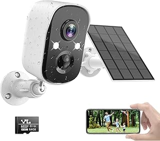 كاميرا مراقبة بالبطارية مع تقنية كشف الحركة بالأشعة تحت الحمراء السلبية، كاميرا CCTV - واي فاي بالطاقة الشمسية 1080P، رؤية ليلية ملونة كشاف، صفارة انذار صوت ثنائي الاتجاه، تخزين سحابي/SD من تيكاج