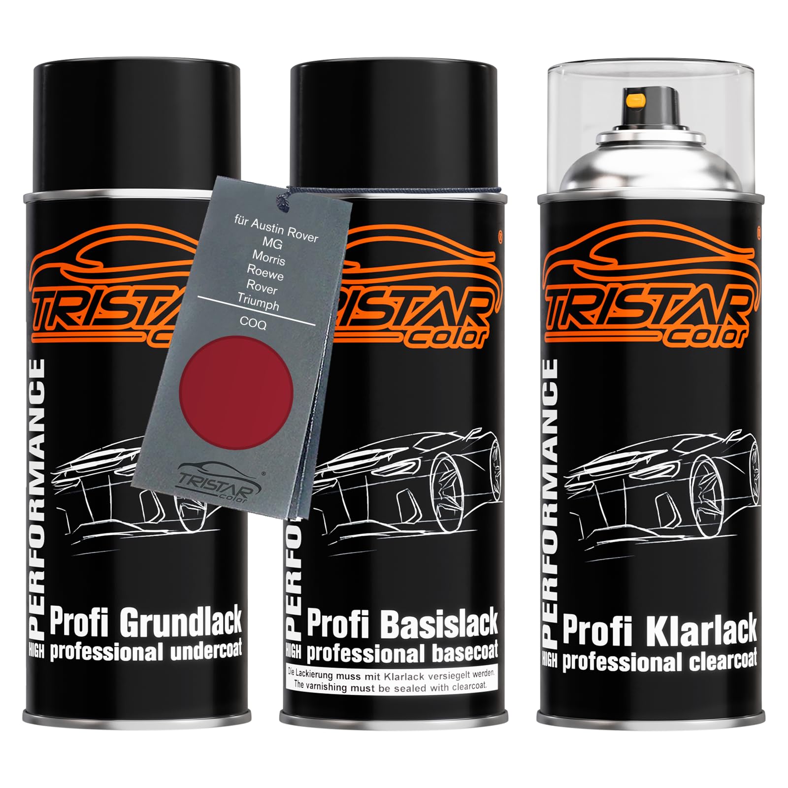 Tristarcolor Nightfire Red Perl Car Paint Spray Can Set For Austin Rover/Mg/Morris/Roewe/Rover/Triumph Coq Under + Base Coat Clear Coat Spray Can 400Ml