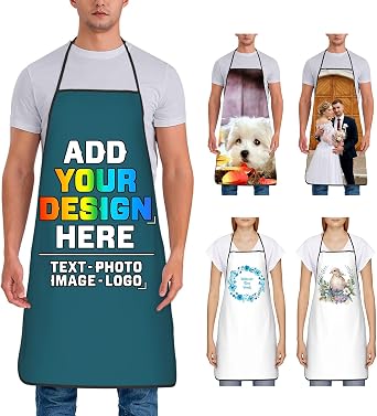 Personalized Apron for Women Custom Add Your Own Name Text Logo Photo Chef Kitchen Apron for BBQ Grill Baking Unisex