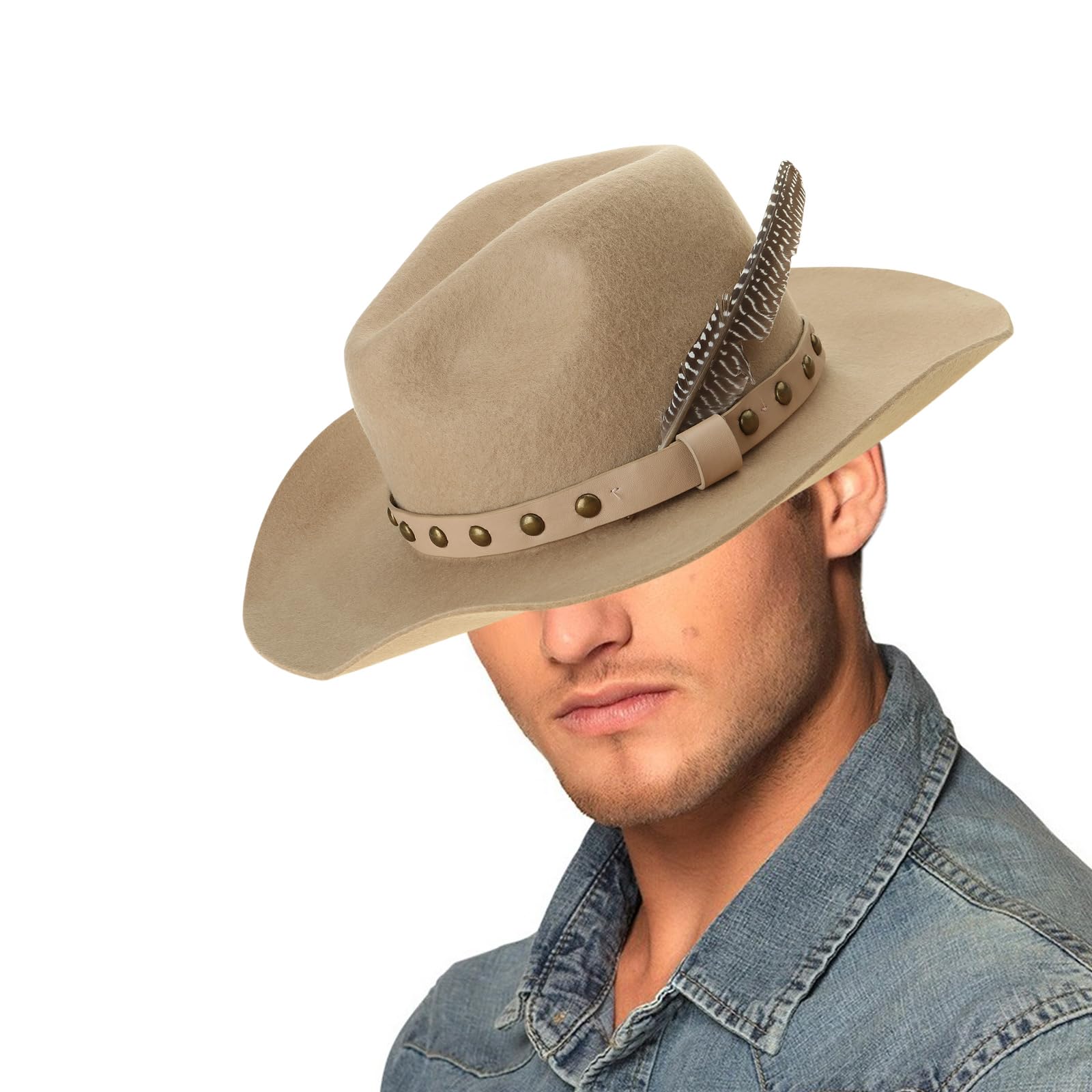 Elegante cappello Fedoras per donne maschili partito con cintura cosplay costume cowboy cappelli hippiesHat spettacoli teatrali cappello a tesa larga per festival musicale